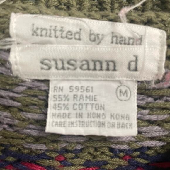 Vintage Hand Knitted Susann D Geo Sweater Size Medium - Picture 2 of 3